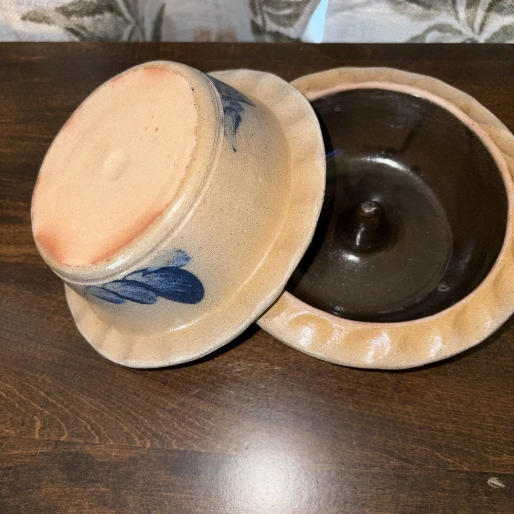 Vtg Rowe Pottery Garlic Apple Onion Bakers Set of 2 1990 Stoneware Handcrafted